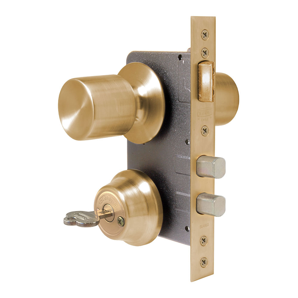 Cerradura Acceso Tubular C/Pomo Bronce Satin 4180+BSL/BSF Scanavini